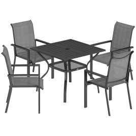 Briwold Dark Grey Steel Table and Chairs Set - 58cm