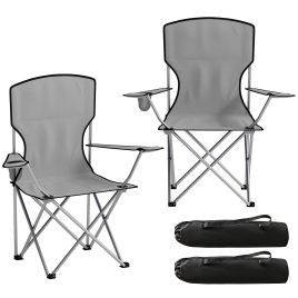 Wexwold Grey Metal Folding Camping Chair Set of 2 - 88cm