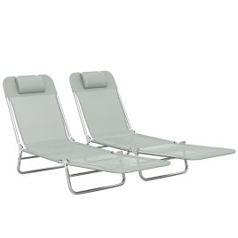 Winbury Light Grey Steel Sun Lounger Set of 2 - 56cm