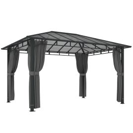 Rosridg Dark Grey Aluminium 3x4m Hardtop Gazebo Canopy with PC Roof - 302cm