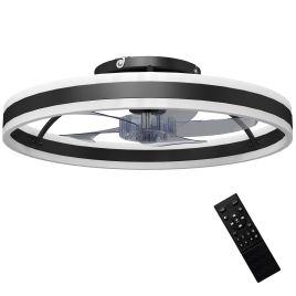 Harloft Black Steel Fan with Light - 50cm