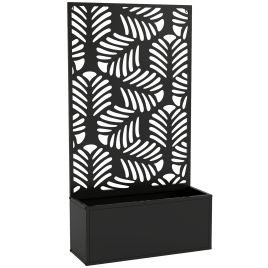 Dormore Black Metal Garden Raised Planter Bed with Trellis - 23cm