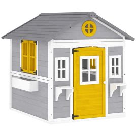 Dalton Yellow Fir Wood Wooden Kids Playhouse - 126.4cm
