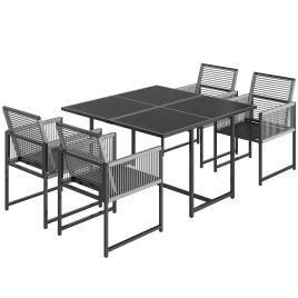 Valwick Light Grey Tempered Glass 4 Seater Dining Set - 120cm