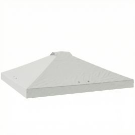 Elmhall White Fabric 3x3m Waterproof Pop Up Canopy Cover with 8 Drainage Holes - 300cm