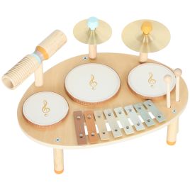 Corant Natural Wood Metal Percussion Instrument Set with Drums and Xylophone - 28.5cm