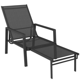 Winmont Black Steel Sun Lounger - 63cm