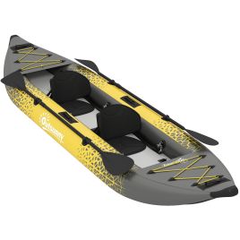 Brocote Yellow Aluminium Inflatable Kayak 2-person Sit Boat Set - 94cm