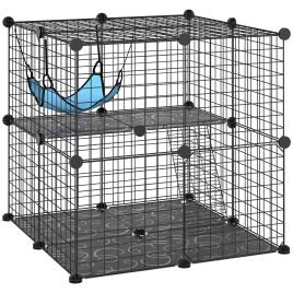 Cambyrn Black Steel Cat Cage 2 Tier - 70cm