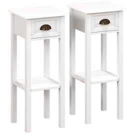 Valora White Bedside Table Set of 2 - 30cm