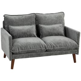 DULWICH 2 Seater Loveseat Sofa with Wide Deep Seat, Spring Cushions and Wood Legs - Grey