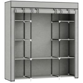 HIGHGATE Foldable Fabric Wardrobe with Hanging Rail and Storage Shelves - Light Grey