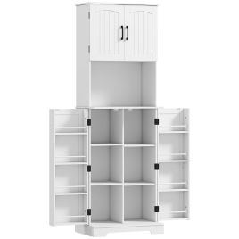 BRAMPTON 181.5 cm Kitchen Storage Cabinet with Adjustable Shelves and 8 Door Spice Racks - White