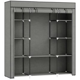 HIGHGATE Foldable Fabric Wardrobe with Hanging Rail and Storage Shelves - Dark Grey