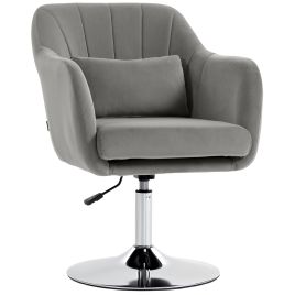 HIGHCLERE Retro Velvet Swivel Tub Chair with Steel Frame and Cushioned Seat - Grey