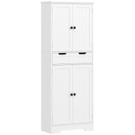 MANNINGTREE 160 cm Tall Bathroom Storage Cabinet with Drawer, Shelves and Doors - White