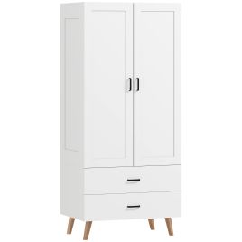 HASLEMERE 2 Door Wardrobe with 2 Drawers White - 80cm