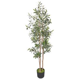CONISTON 175 cm Artificial Olive Tree with 787 Silk Leaves and Cement Pot - Green