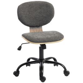 LEIGHTON Ergonomic Swivel Home Office Chair with Rocking Function and PU Wheels - Grey and Black