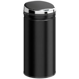 EASCROF 42L Stainless Steel Automatic Motion Sensor Rubbish Bin with Fingerprint Resistant Finish - Black and Silver Tone