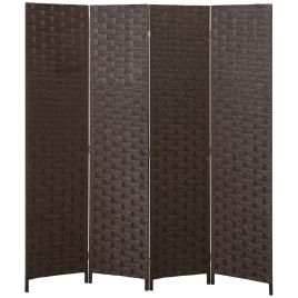SAFFRON Wave Fibre Freestanding Folding Room Divider and Privacy Screen - Dark Brown