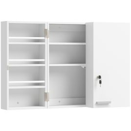 STOURBRIDGE 3 Tier Medicine Cabinet with Key Lock, 2 Doors and 11 Storage Compartments - White