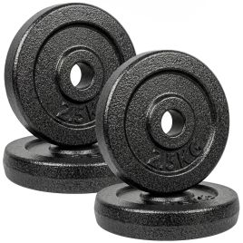 KINGSTON Set of 4 2.5 kg Metal Weight Plates with 1 Inch Bore for Dumbbells and Barbells - Grey