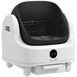 KERSEY Automatic Self Cleaning Cat Litter Tray with Top Opening and Safety Protection - White and Black