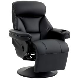 GARLEN Upholstered Manual Recliner Armchair with Footrest and Adjustable Backrest - Black