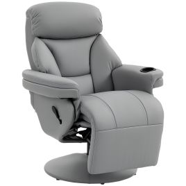 GARLEN Upholstered Manual Recliner Armchair with Footrest and Adjustable Backrest - Grey