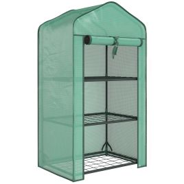 BILLINGSLEY 3 Tier Mini Greenhouse for Growing and Protecting Plants - Green