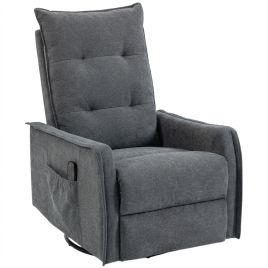 DAVENTRY Chenille Swivel Rocking Recliner Armchair with Massage and Heat - Dark Grey