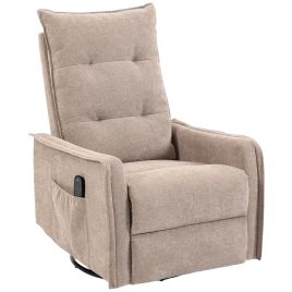 DAVENTRY Chenille Swivel Rocking Recliner Armchair with Massage and Heat - Brown