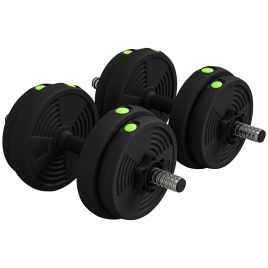 BLAKENEY Adjustable Barbell and Dumbbell Weight Set for Home Strength Training - Black and Green