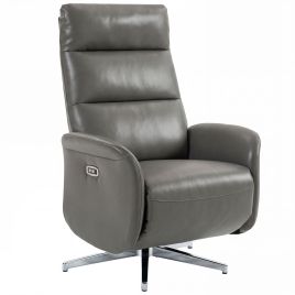 WATLINGTON Swivel Power Recliner Chair with Footrest, Type C and USB Charging - Dark Grey