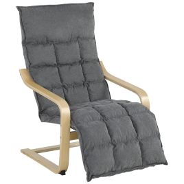 CROSTON Modern Accent Armchair with Footrest, Plush Cushion and Curved Legs - Grey