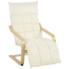 CROSTON Modern Accent Armchair with Footrest, Plush Cushion and Curved Legs - Cream White