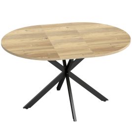 FINCHINGFIELD Extendable Dining Table for 4 to 6 People with Butterfly Leaf and X Shaped Base - Natural Wood and Black