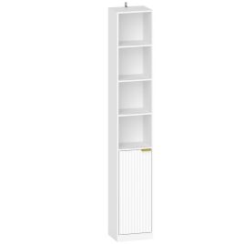 TOWCESTER 6 Tier Bookcase with Adjustable Shelves and Anti Tip Hardware - White Wood Effect and Gold Tone