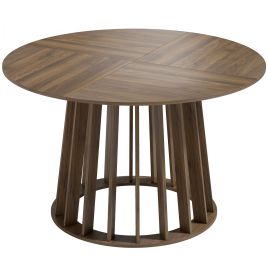 KETTERING 120 cm Round Dining Table for 4 to 6 People with Slatted Base - Light Walnut