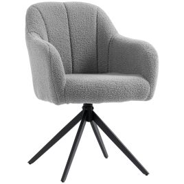 KELSALL 360 Degree Swivel Teddy Fleece Accent Armchair - Grey