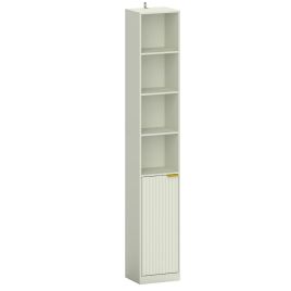 TOWCESTER 6 Tier Bookcase with Adjustable Shelves and Anti Tip Hardware - Light Green and Gold Tone