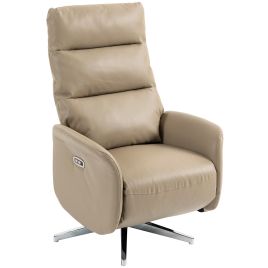 WATLINGTON Swivel Power Recliner Chair with Footrest, Type C and USB Charging - Brown