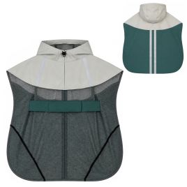 TORQUAY Medium Waterproof Dog Raincoat with Hood, Leash Hole and Breathable Design - Green and Cream White