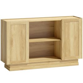 WESTBOURNE 133 cm Sideboard Cabinet with 2 Open Shelves, 2 Cupboards and Soft Close Doors - Natural Wood Finish