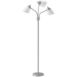 TRAZE Arc Tree Floor Lamp with 3 Adjustable Lights and 3 Colour Temperature Settings - Silver Tone
