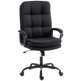 SOLRIC Double Padded Linen Look Office Chair - Black