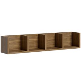 PINEHURST Wall Mounted Media Storage Rack for 84 CDs or 56 DVDs with 4 Cube Shelves - Walnut Brown