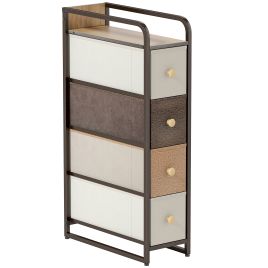 BIRDHAM Multi Colour Fabric Chest of Drawers - Tallboy, Medium-sized, 4 Drawers