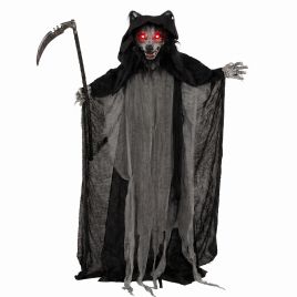 CANNOCK Animated Standing Werewolf Halloween Decoration with Light Up Eyes, Sound and Touch Activation - Black